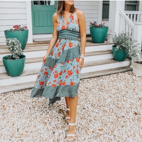 Free People Gabriela Halter Dress V-Neck Hem Dress - Picture 3 of 10